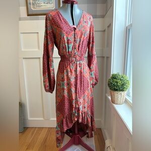 Wrangler Red and Pink Long Sleeve Dress